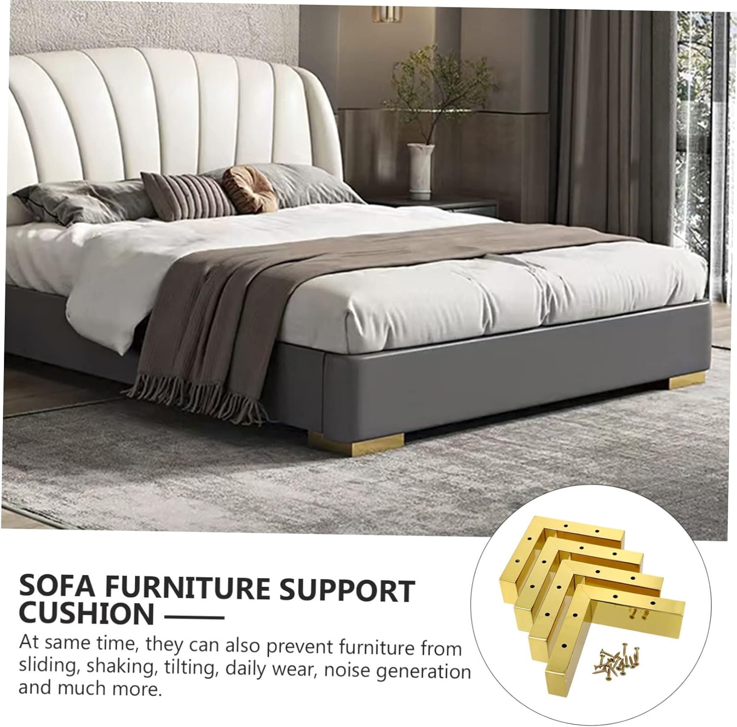 DOITOOL 1set Bed Risers Durable Furniture Elevators for Sofas Beds Cabinets Tables Increase Underbed Storage Protect Floors from Scratches Finish