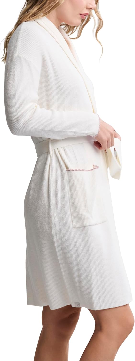 Barefoot Dreams womens Cozychic Ultra Lite Contrast Scallop Ribbed Robe - Image 2
