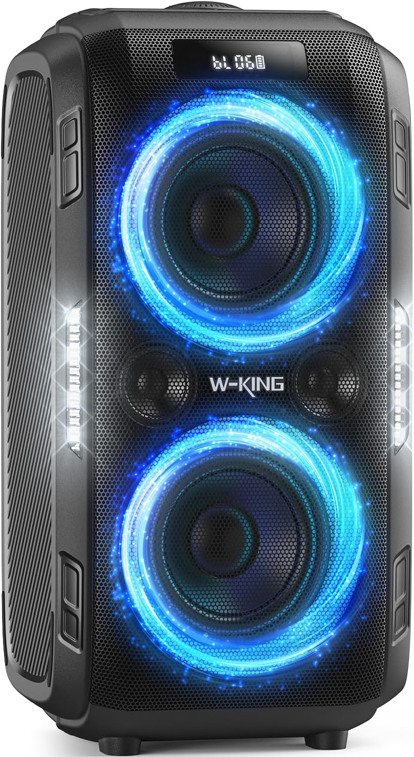 270W Peak Portable Bluetooth Speaker Powerful Large Party Boom Box Noise/Massive 125dB/12 Custom Bass, Extra Deep Bass/2*Woofer*16.5CM, IPX5/MIC IN/USB/TF/AUX, Removable Battery