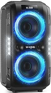 W-KING 270W PEAK Bluetooth Speaker Wireless Portable Loudest Party Boom Box Haut Parleur Bluetooth/Massive 125dB/12 Custom Bass, 2*6.5'' Woofers-Super Bass/IPX5/MIC&amp;GTR in/USB/TF/AUX,Removable Battery