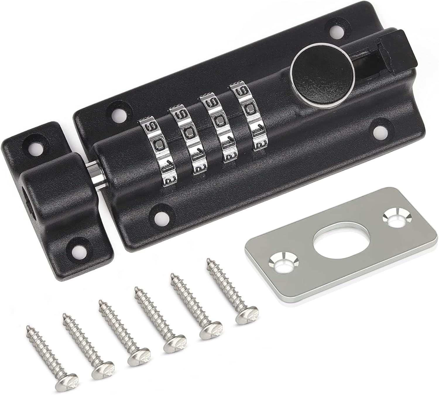 Combination Lock Bolt Door Lock with 6 Pcs AntiTamper Security Fixing