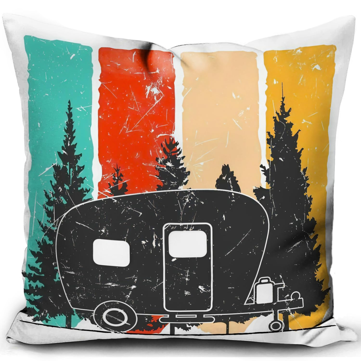 HUASHUZI Cushion Cover Campervan Aaccessories uk Gifts Camper Motorhome Gadgets Caravan Camping Pillow Cover Decor Home Decorate for Holiday Couch Bed Sofa 18"x18"