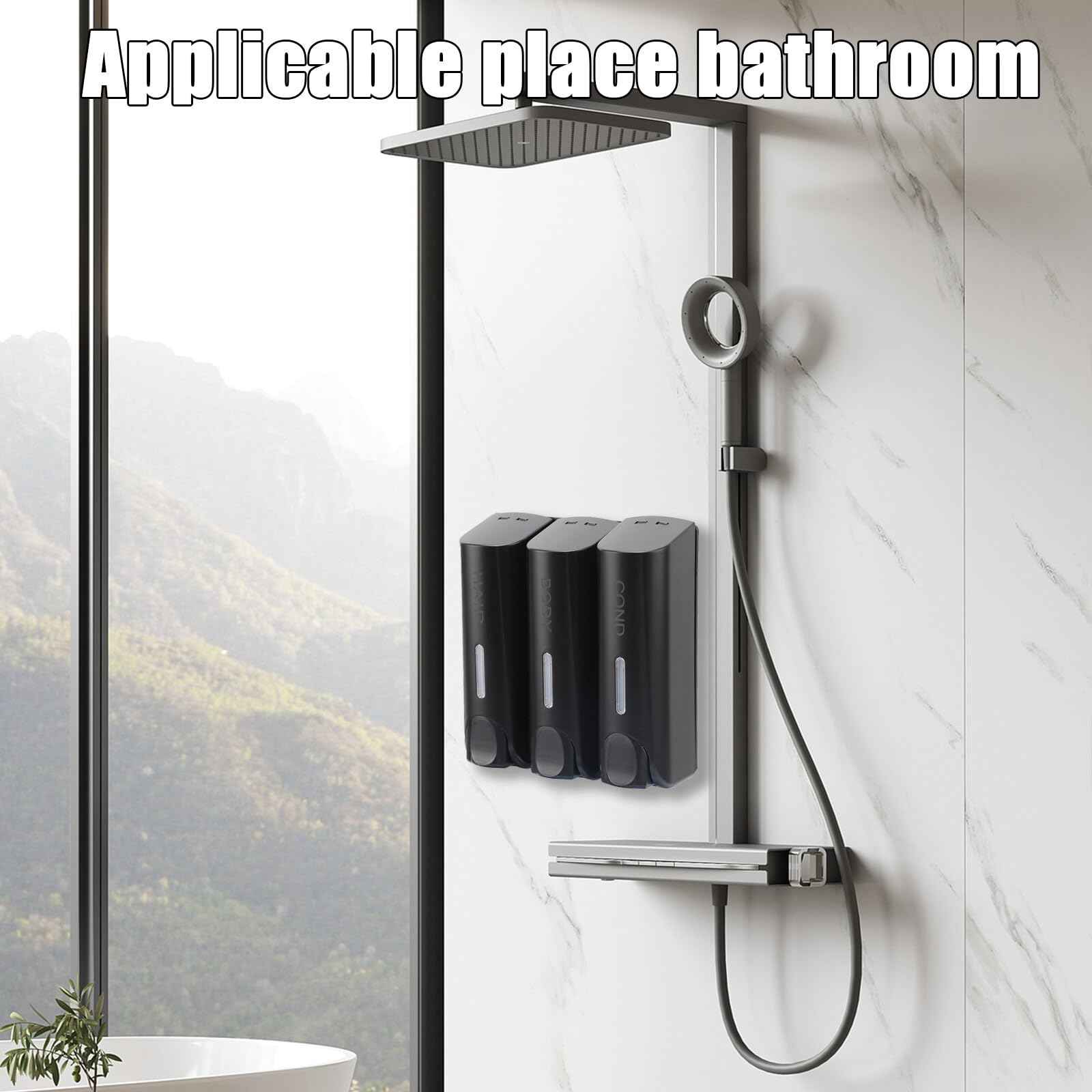 Sonhomay 350ml Soap Dispenser No Drilling Wall Mounted Shower Soap Dispenser Shower Gel Shampoo Dispenser for Home Hotel Restaurant - Image 4
