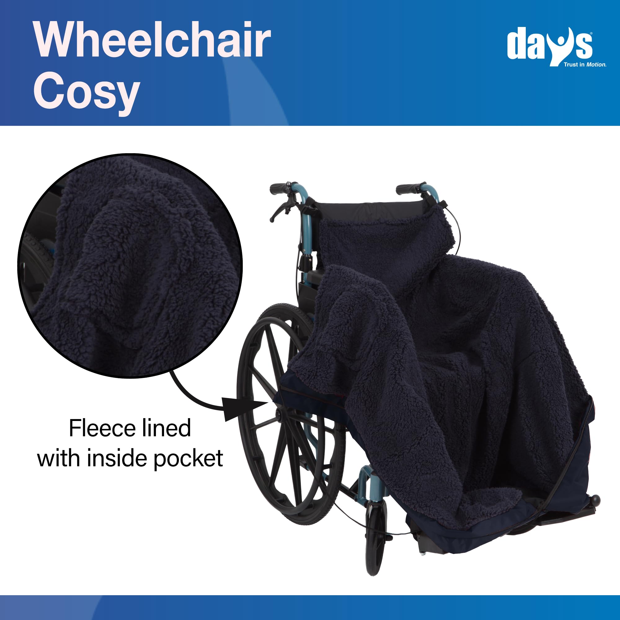 Homecraft Wheelchair Cosy, Waterproof and Spill Proof, Cover the Lower Body for a Warm and Comfortable Wheelchair Experience, Long