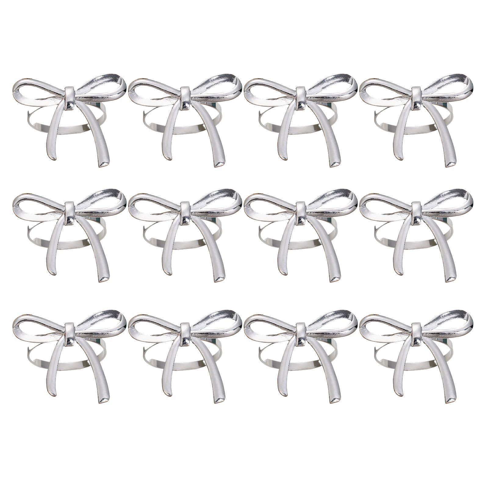 12 Pieces Contemporary Gold Bows Napkin Rings Sophisticated Table Accessories for Any Celebration and Everyday Use Elegant Napkin Circlets Set