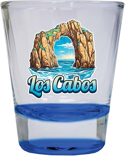 R and R Imports Los Cabos Mexico Design C Souvenir - Vaso de chupito redondo de 1.5 onzas, color azul, paquete de 2