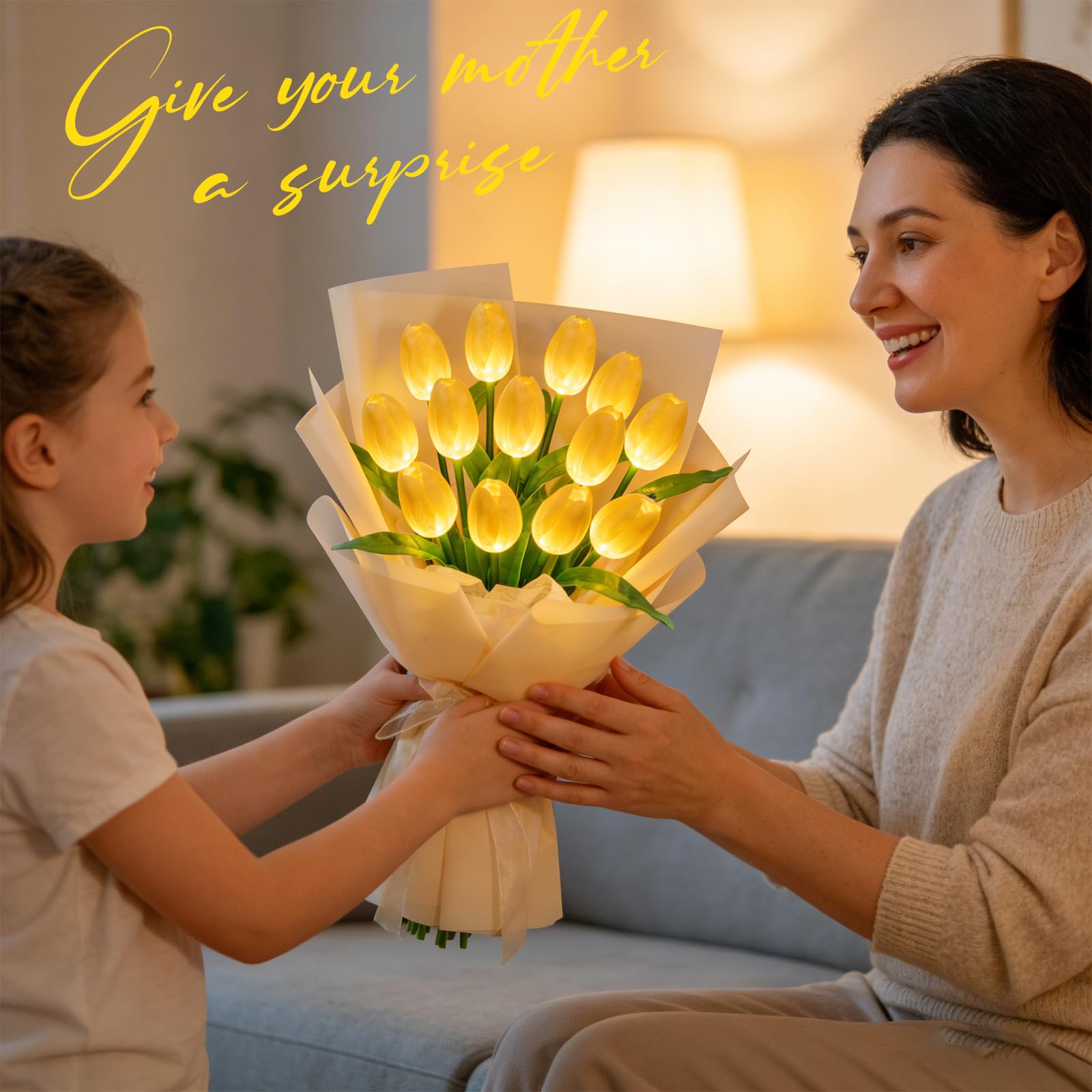 Luci solari per esterni, impermeabili, confezione da 6 pezzi, fiori di tulipano luminosi con regali da giardino, decorazioni per cortile, regali di fiori artificiali per mamma, feste, casa