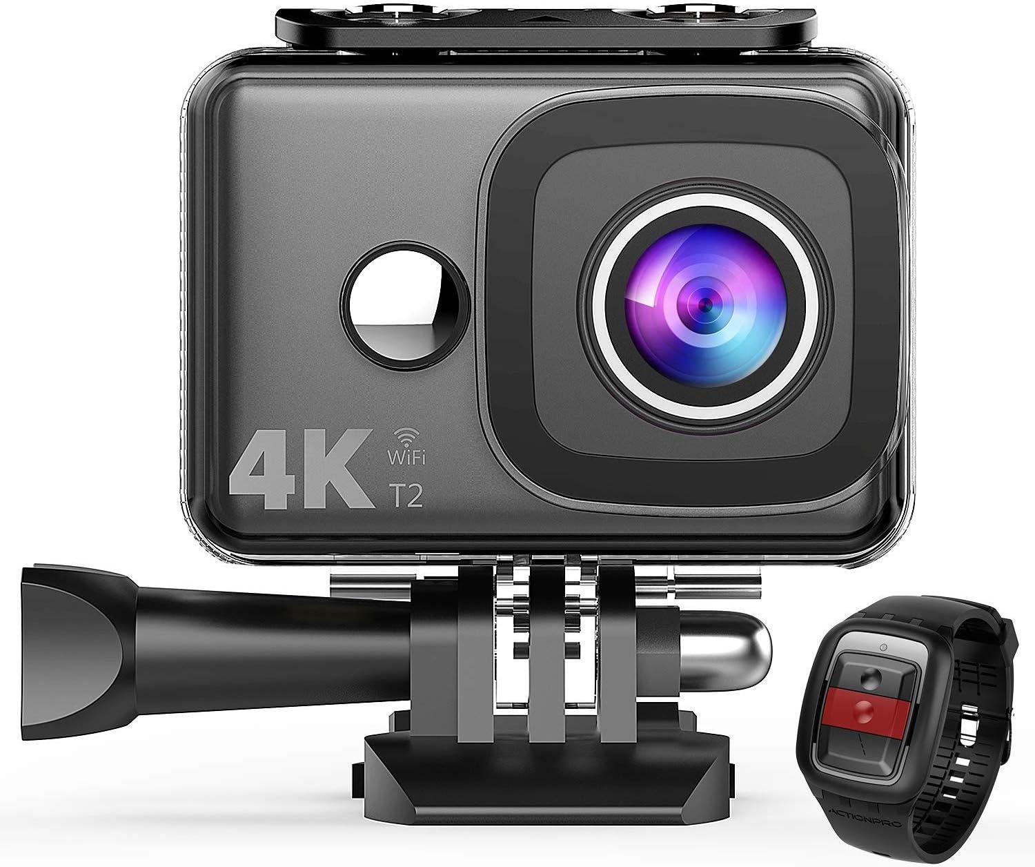TEC.Bean 4K Action Camera, WiFi 14MP 45M Waterproof Sport Camera 170 Degree Wide View Angle 2.4G Remote Control 2 Rechargeable Underwater Cam Batteries and Kit of Accessories