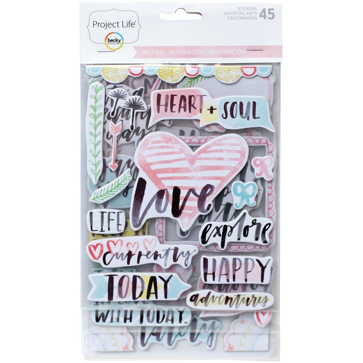 Project Life 380394 Sticker Accessories-Inspire-Chipboard (45 Piece)