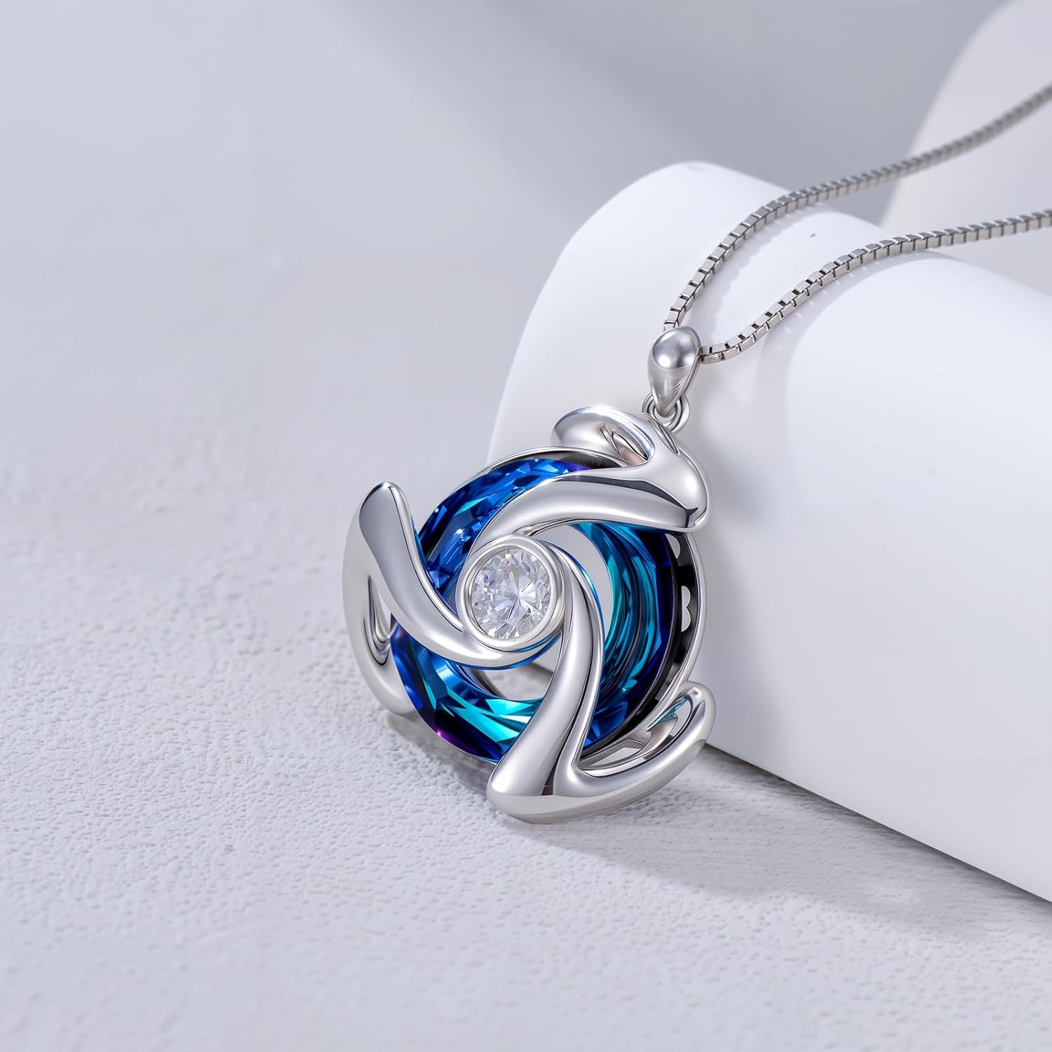 Celtic Crystal Necklace for Women, S925 Sterling Silver Trinity Knot Birthstone Pendant, Colored Gemstone Necklace Birthday Anniversary Jewelry Gift - Image 3