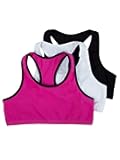 Girls 3 Pack Cotton Built -Up Stretch Sports Bra in Everyday Colors