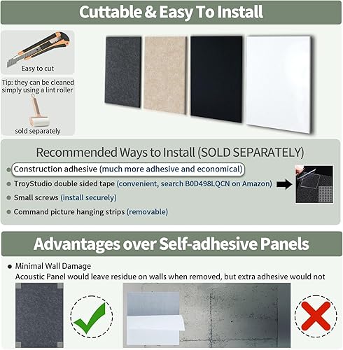 Miniatura 6 de TroyStudio - Panel acústico de 15.74 x 11.81 x 0.47 pulgadas, 6 unidades, densa insonorización y panel de absorción de sonido, tratamiento acústico