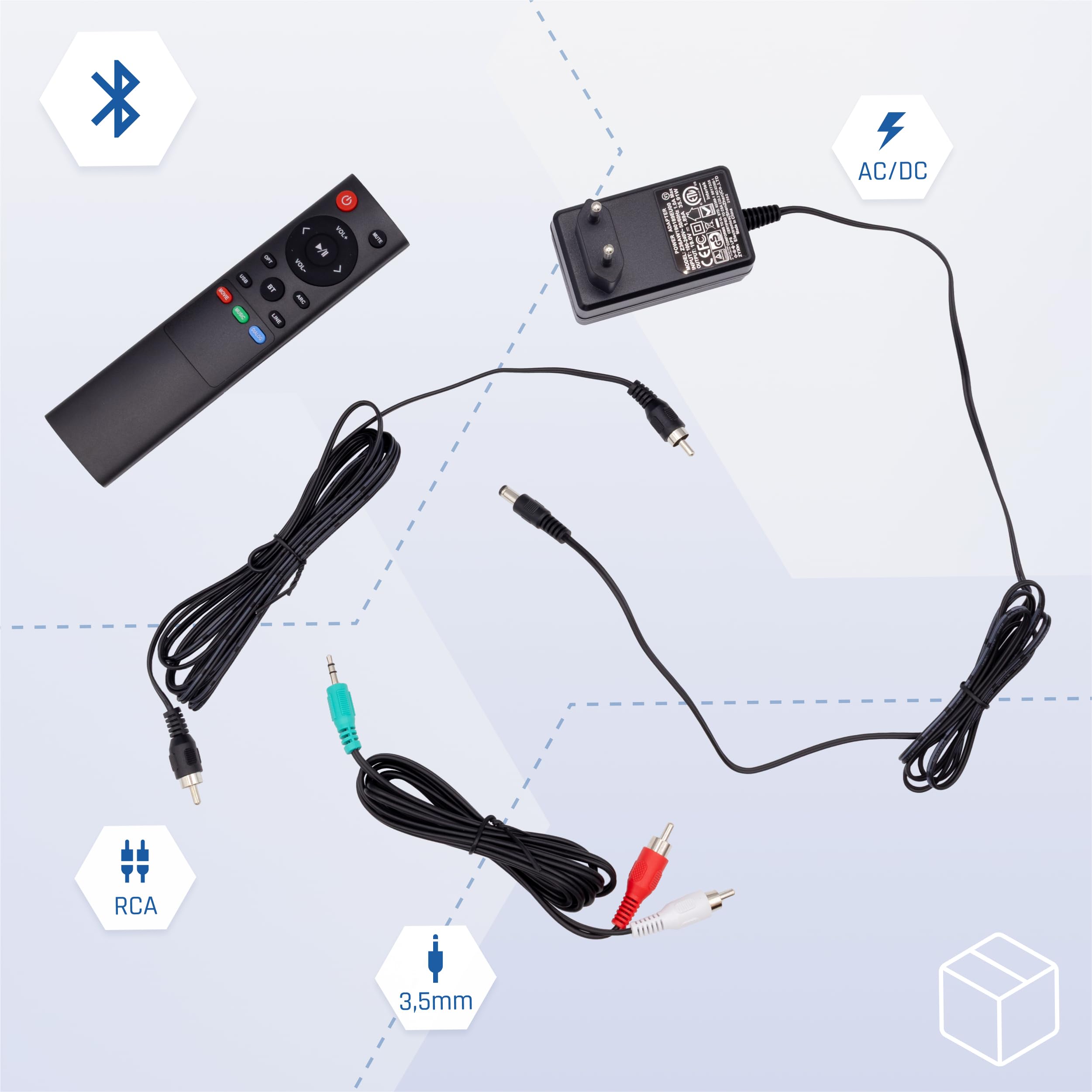 iggual- Altavoces Activos Bluetooth para Ordenador 50W - Altavoz de estantería 2.0. -Home Studio.- Conectividad: Bluetooth 5.3, USB, 2 x RCA (estéreo), HDMI ARC, Óptico Digital Mando a Distancia
