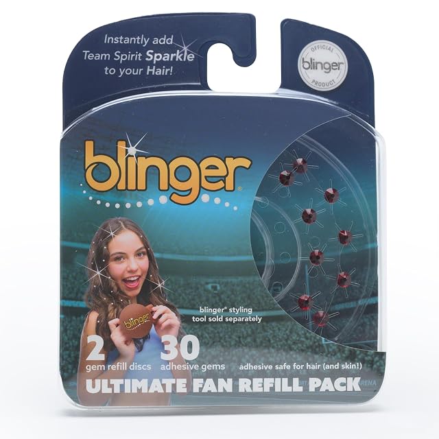 blinger Ultimate Fan Refill Pack of 30 Dazzling Hair-Safe Gems - Dark Red as seen on Shark Tank