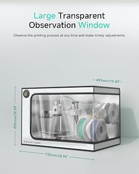 TOPCUBE 3D Printer Enclosure for Bambu Lab A1 Mini Combo, Large Transparent Window Enclosure with LED Light, Fireproof Dustproof Noise Reduction Constant Temperature 3D Printer Cover, 735x495x495MM