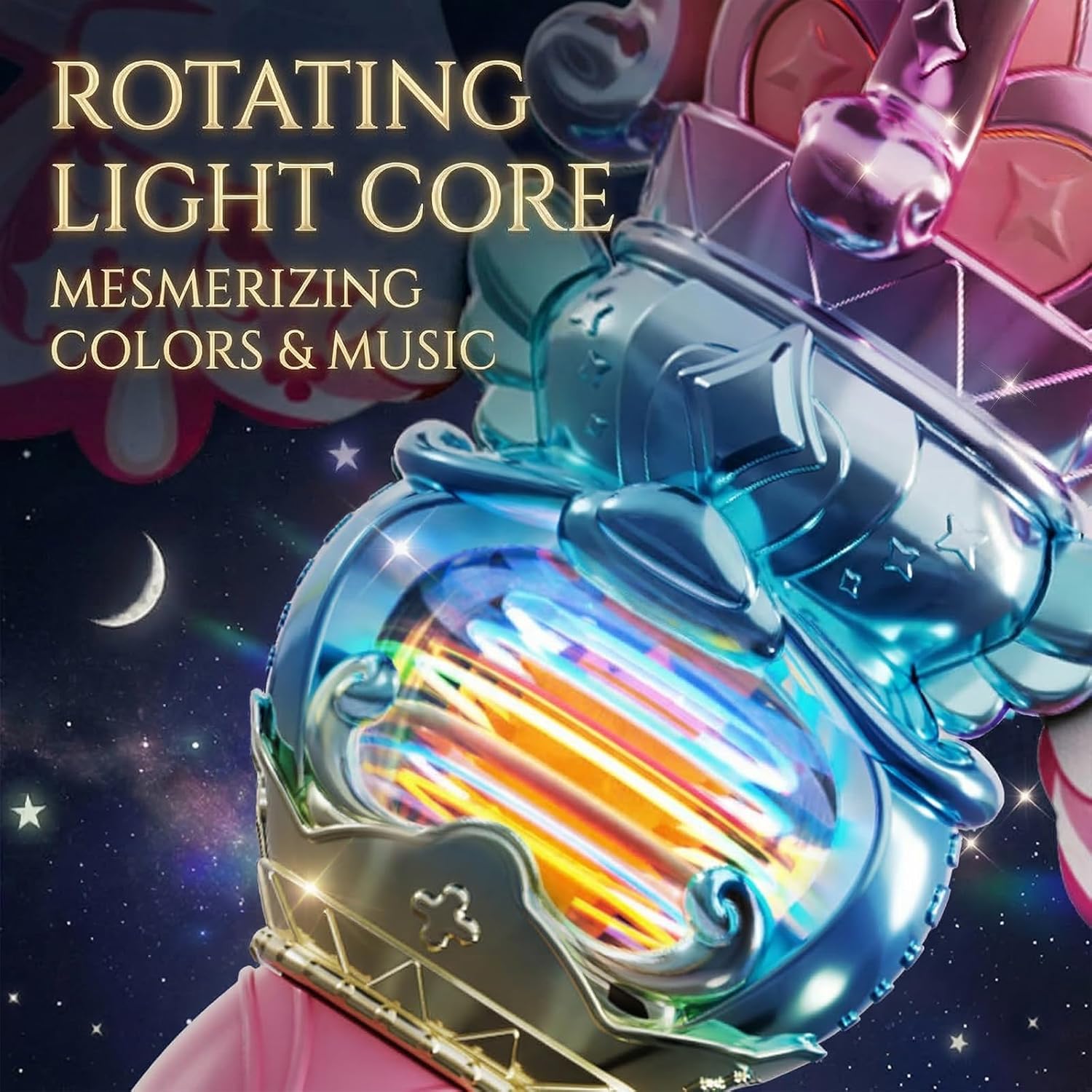 Princess Bubble Wand for Girls - Rechargeable Spinning Light Up Magic Fairy Scepter Bubble Machine Toy with 12 Bubble Refills & Music, Easter Birthday Gift for Kids Toddlers Age 3-8 (Pink)