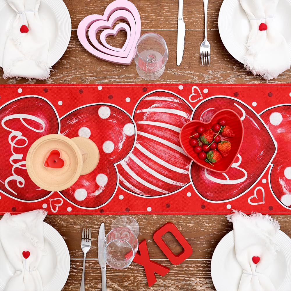 GEEORY Valentinstag Tischsets, 4er Set, 30,5x45,7 Cm - Rote Herzen Baum Liebe Design, Waschbar