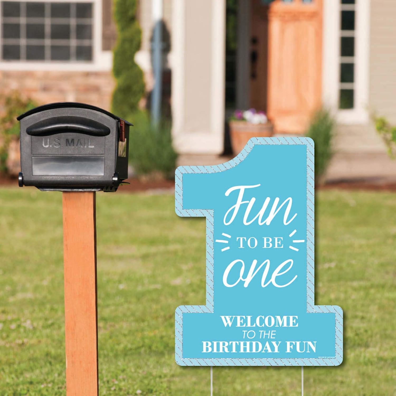 Big Dot of Happiness 1st Birthday Boy - Fun to be One - Party Decorations - First Birthday Party Welcome Yard Sign