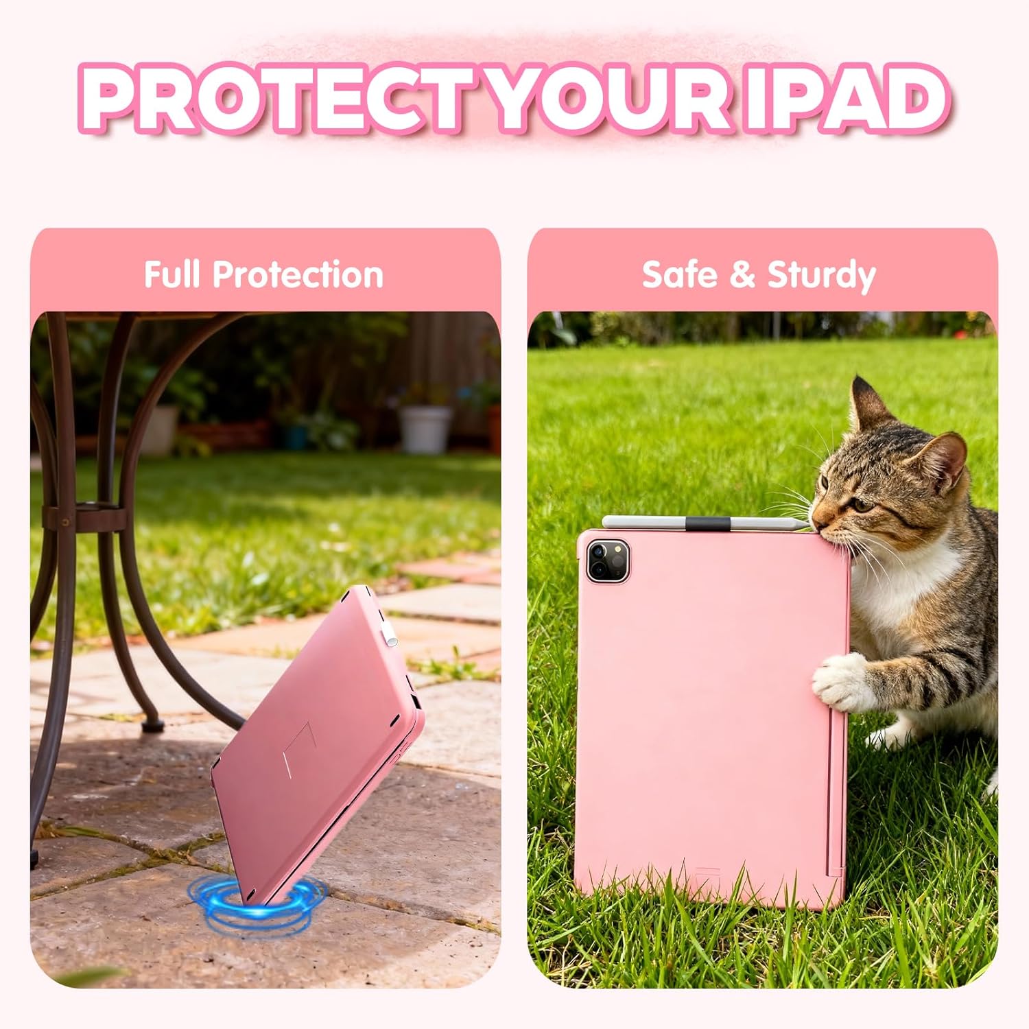 Keyboard Case for 2026 iPad Air 11-inch M4/M3/M2 & iPad Air 5th/4th Gen & iPad Pro 11 inch (4th/3rd/2nd/1st, 2022-2018) with Multi Trackpad, 360 Swivel & Rainbow Backlit (Rose Gold)