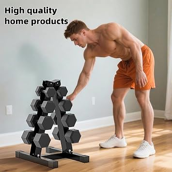 4-Tier Dumbbell Rack Stand, A-Frame Metal Weight Rack with Handle – Space-Saving Strength Training Dumbbell Storage for Home Gym