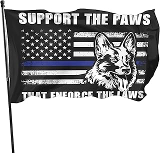 Police K9 Flag American Police Dog Support The Paws That Enforge The Laws Flag 3 X 5 Ft Polyester with Brass Grommets For Lawn Patio Yard Garden Home Outdoor Decor Fade Resistant Banner -3