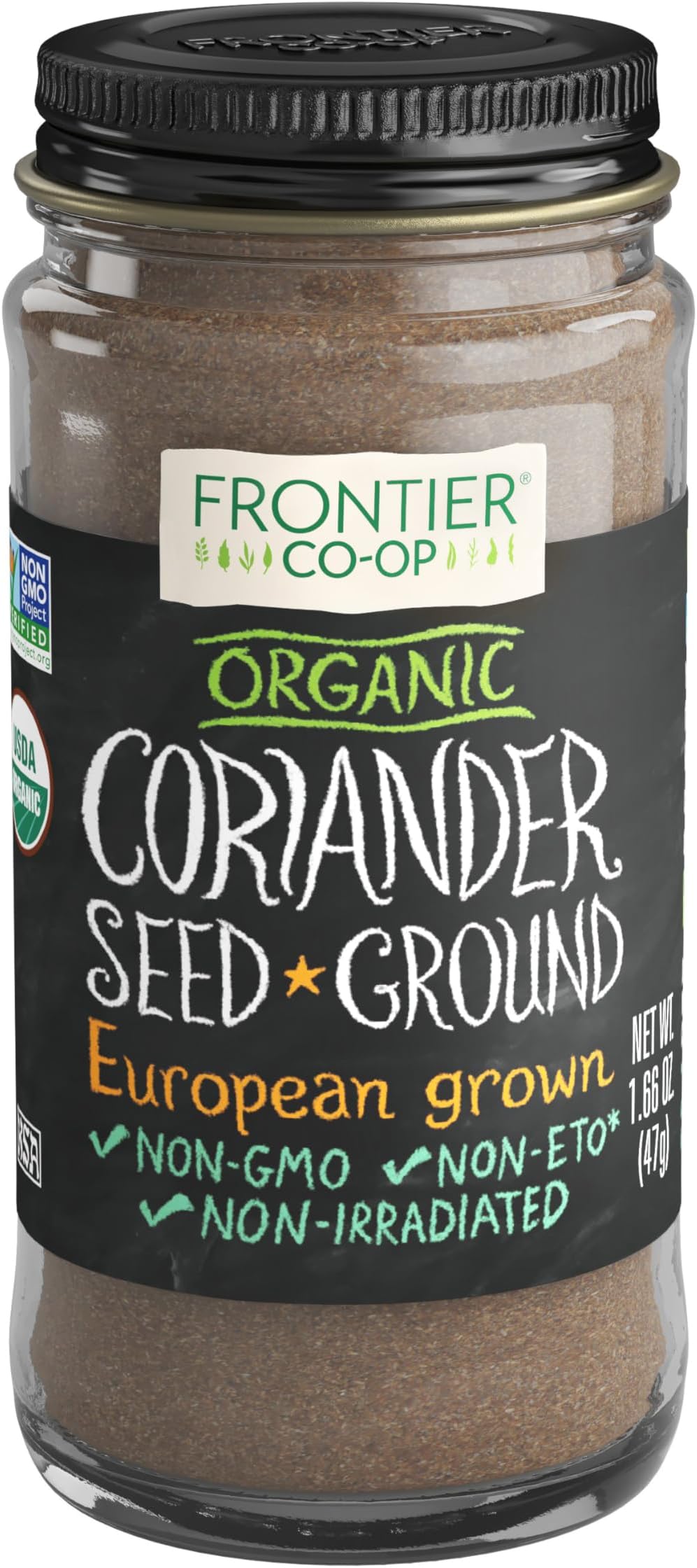 Organic Ground Coriander Seed, 1.66 Ounce Bottle, Rich, Bright Aroma, Slight Citrus Undertones