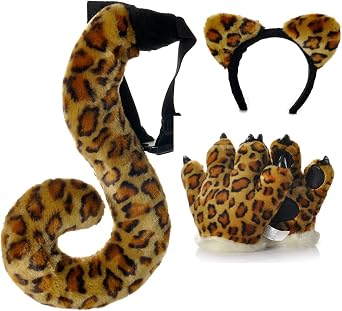 Tiger dinosaur panda Paw Gloves Headband and Tail Costumes Set Cosplay Tiger Leopard Animal Paw Gloves