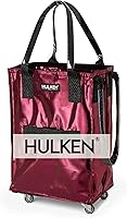 Vista 13 de HULKEN (Mediano, Plateado) Bolsa de Comestibles Reutilizable con Ruedas, Carrito de Compras, Bolsa Rodante, Cierre de Cremallera, Ligera, Soporta
