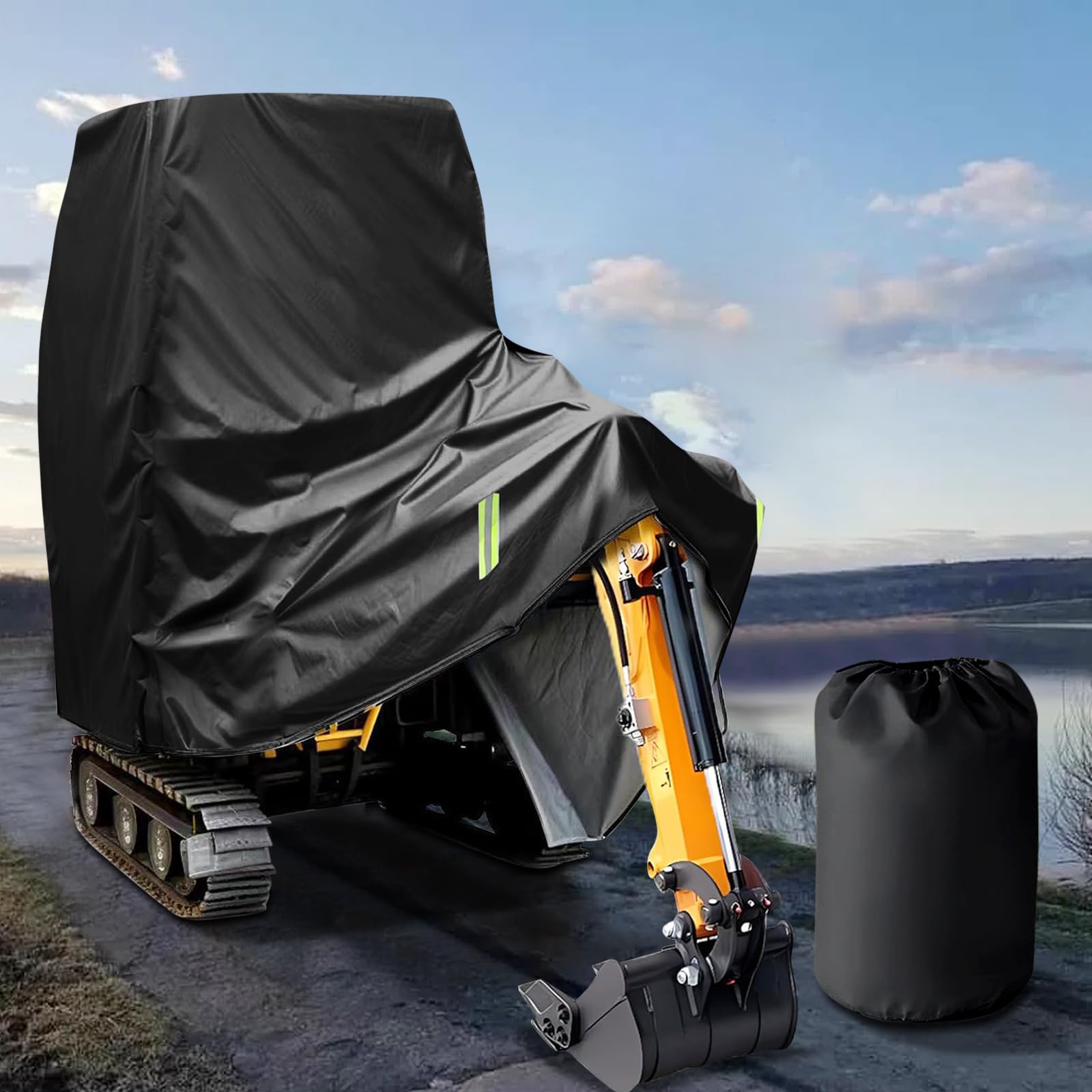 LIROPAU Cubierta para Miniexcavadora, Cubierta Protectora para excavadora, Cubierta para excavadora, Cubierta Protectora para excavadora a Prueba de Viento, Nieve, Lluvia, Polvo, Helada, protección UV