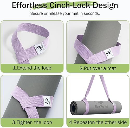 Miniatura 6 de Slim Panda Correas para esterilla de yoga para llevar, soporte ajustable para esterilla de yoga, esterilla de yoga (esterilla de yoga no incluida)