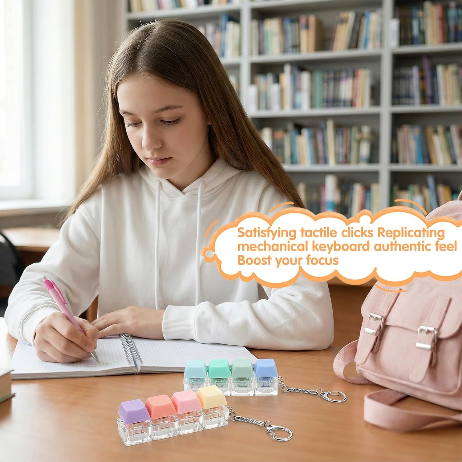 2Pcs Keyboard Fidget Toy, Quiet & Loud Fidget Keyboard Toys Clicker Green Cute Fidgets Keychain Decoration for Adults Relief Stress Anxiety Office Work