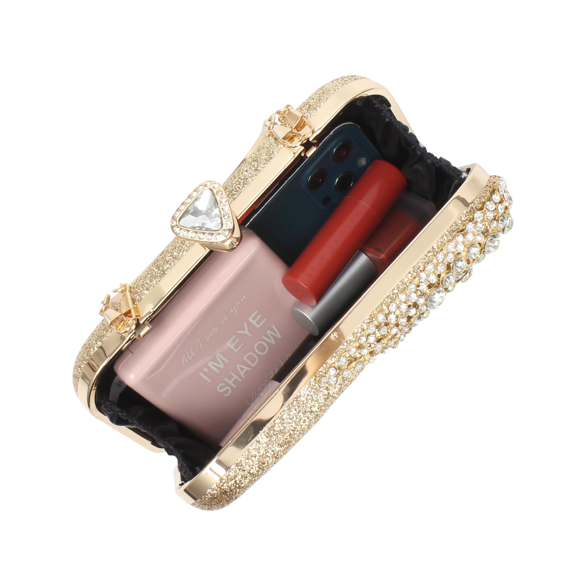 Reberomantic Bolso de mano de metal con patrón de celosía para mujer, cadena geométrica