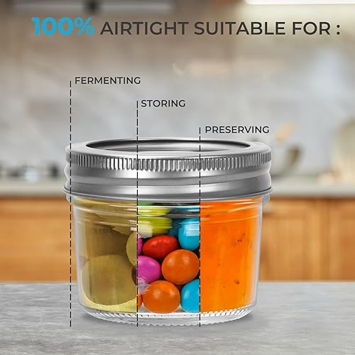 Miniatura 3 de Eathtek Mini tarros Mason con tapas regulares, paquete de 8, tarros de vidrio pequeños de 4 onzas para almacenamiento de gelatina, hierbas, especias