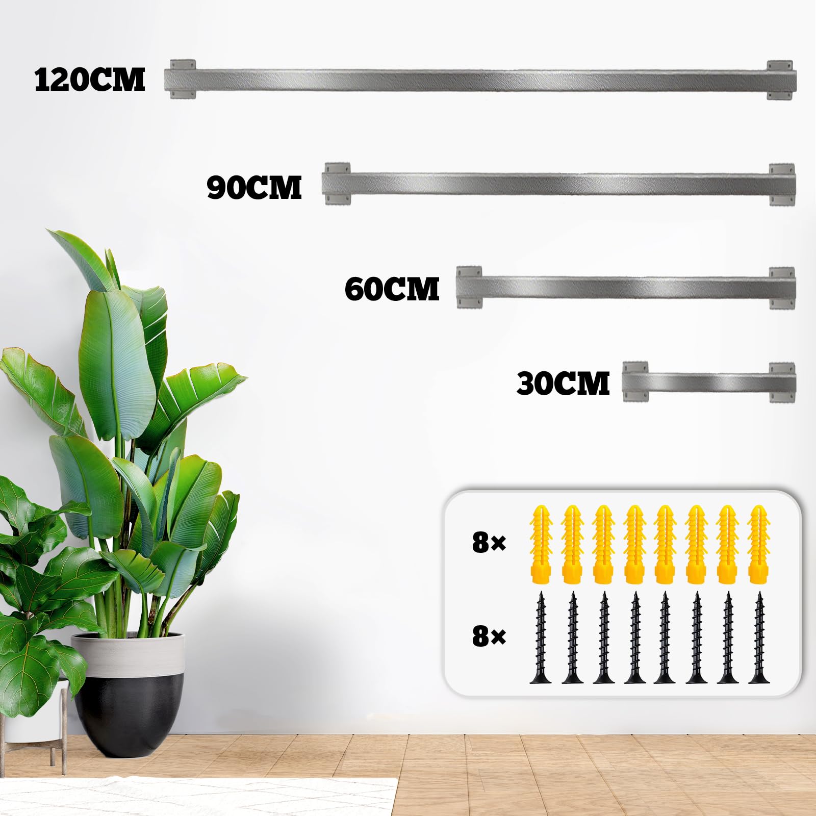 Corrimano – ringhiera per scale interne – ringhiera per scale, 120 cm, in argento per scale, esterni/interni in acciaio inox (argento, 120 cm)