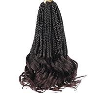 Vista 96 de Cabello de ganchillo con rizos franceses, trenzas de cabello de ganchillo con puntas rizadas, 14 pulgadas, preenlazadas, trenzas de caja tipo diosa