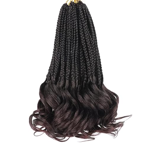 Miniatura 1 de Cabello trenzado francés T33 de 10 pulgadas, trenzas de ganchillo cortas rizadas francesas con extremos rizados, trenzas de ganchillo de ganchillo