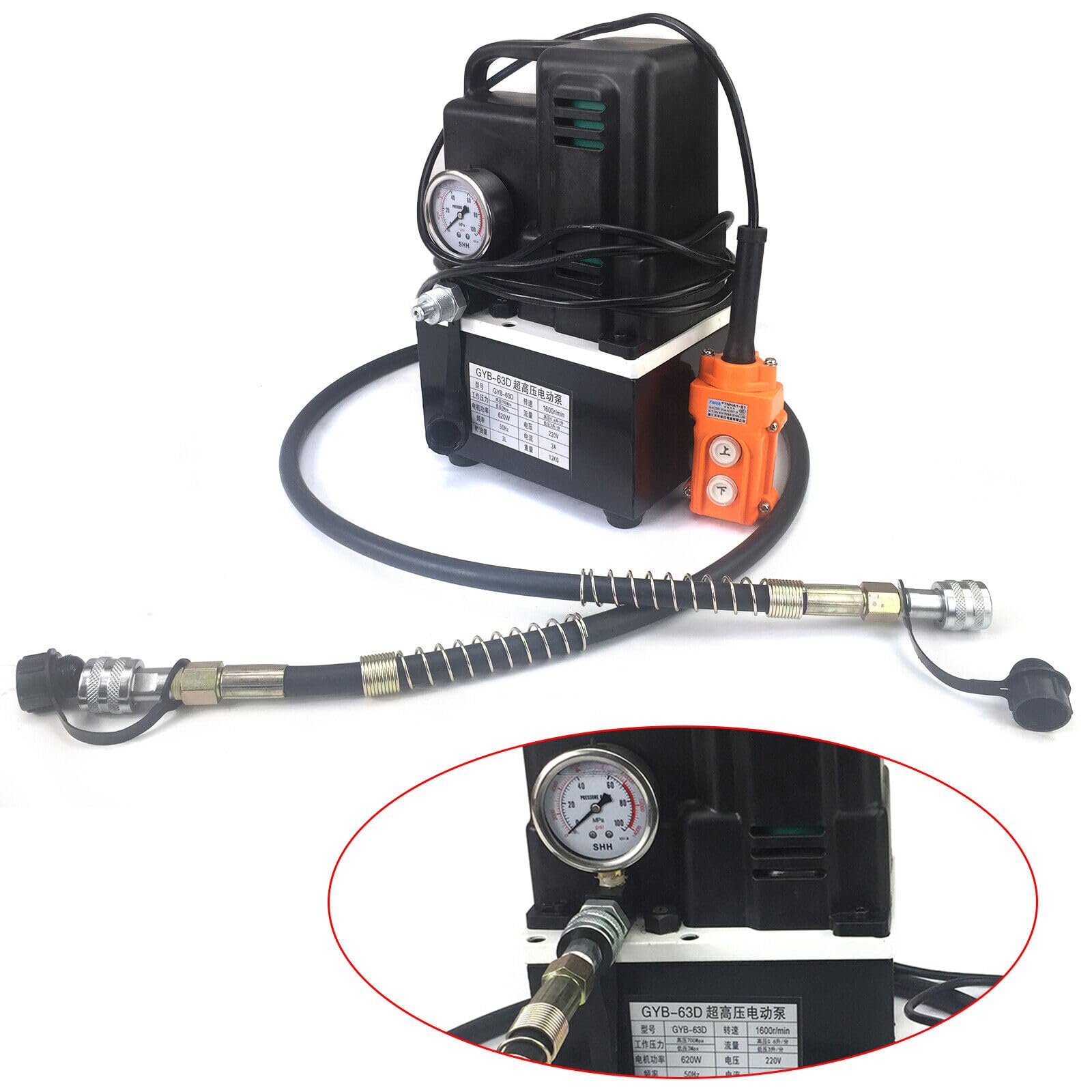 Pompa idraulica elettrica 700 Bar 220V Nero, Pompa ad alta pressione compatta per applicazioni versatili. Leggera, potente e affidabile per attività idrauliche