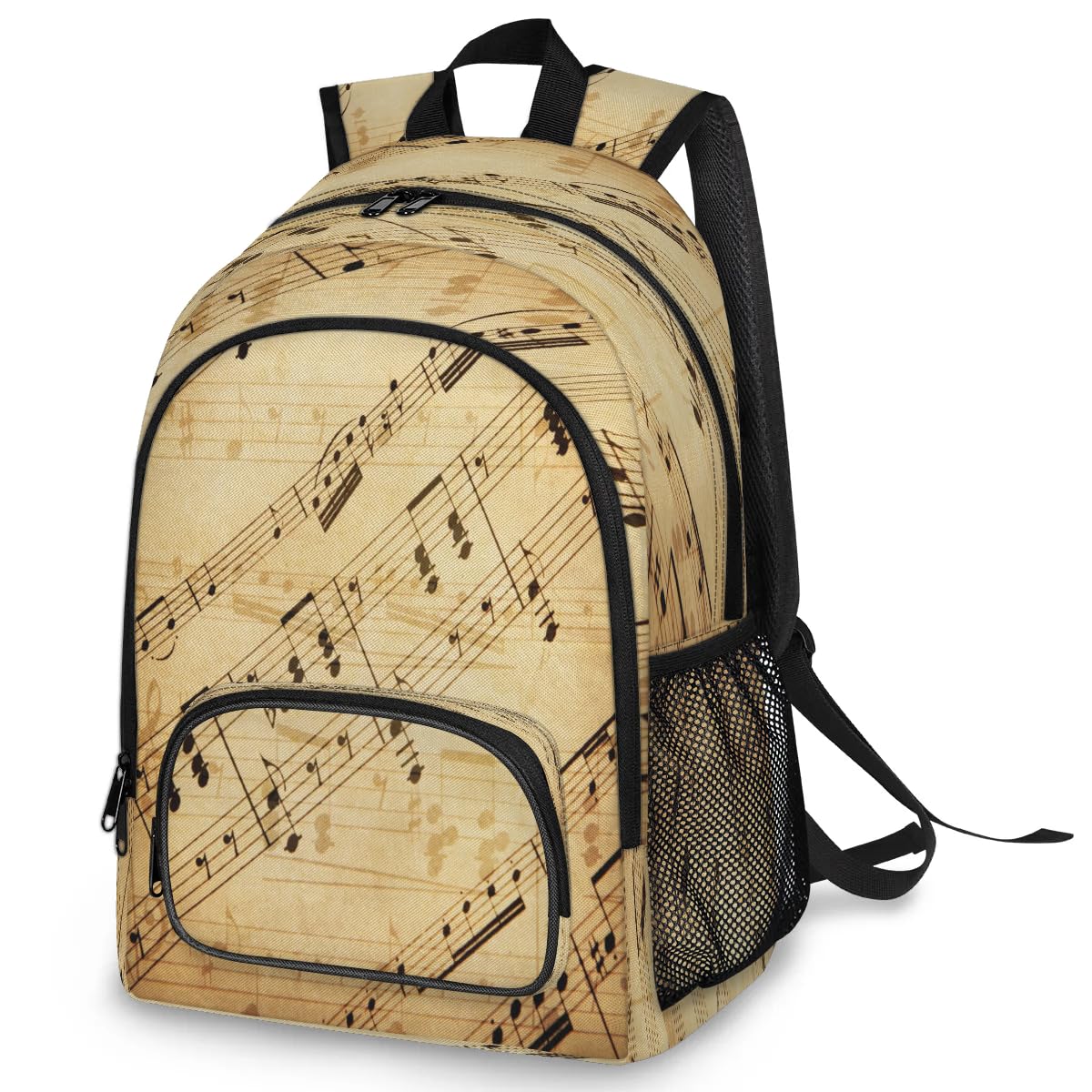 TropicalLife Rucksack mit Musiknoten, Retro-Rucksack, Mehrzweck-Rucksack für Kinder, Mädchen, Jungen, Männer, Frauen, Musik, großer Rucksack, Schule, Büchertasche, lässiger Laptop-Tagesrucksack,