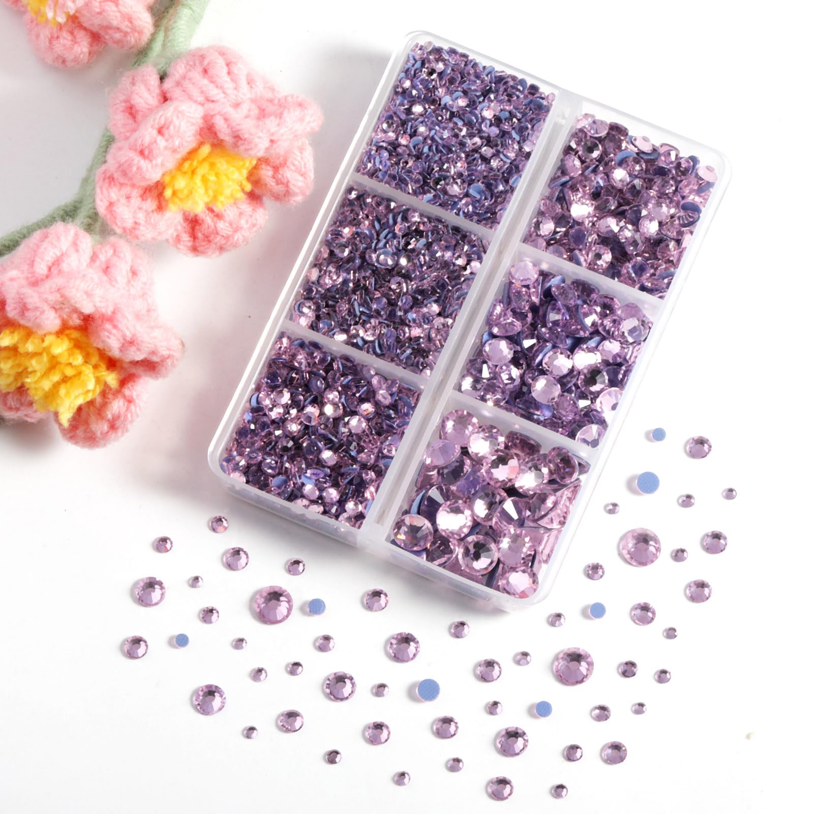 BEADSLAND Hotfix Rhinestones, 4000 PCS Pink Rhinestones for Clothes Crafts Mixed 6 Sizes with Wax Pencil and Tweezers Kit - Image 2