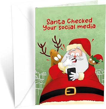 Amazon 面白いクリスマスカード アメリカ製 環境に優しい 厚みのあるカードストック プレミアム封筒付き 5インチ X 7 75インチ 保護封筒付き Prime Greetings ソーシャルメディア 挨拶状封筒 文房具 オフィス用品