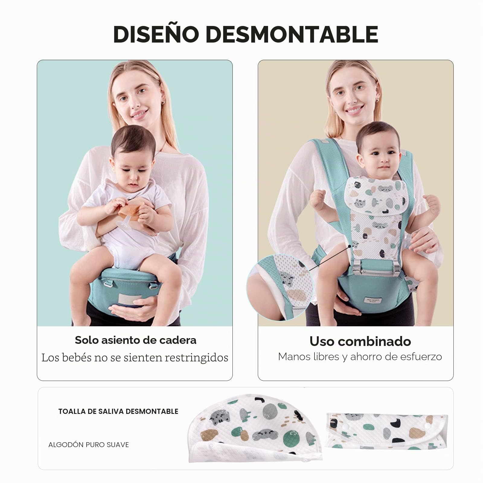 SONARIN Multifunción Mochila Portabebés con Asiento de Cadera,Portabebés Ergonómico Algodón Portador de Bebé Transpirable para Recién Nacidos Niños 0-36 Meses,Todas las Posiciones(Azul)