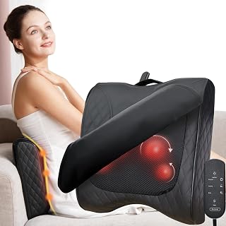 Back Massager with Heat, Electric Massager for Neck and Lower Back, 3D Kneading Massage Pillow for Back, Shoulder and Legs Pain Relief, Stress Relax at Home, Office, and Car, Gifts for Mom, Dad