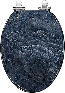 Elongated Toilet Seat Stone Resin Toilet Seat Quietly Slow Close with Quick-Release Hinges Toilet Seat with Cover Easy to Clean Install