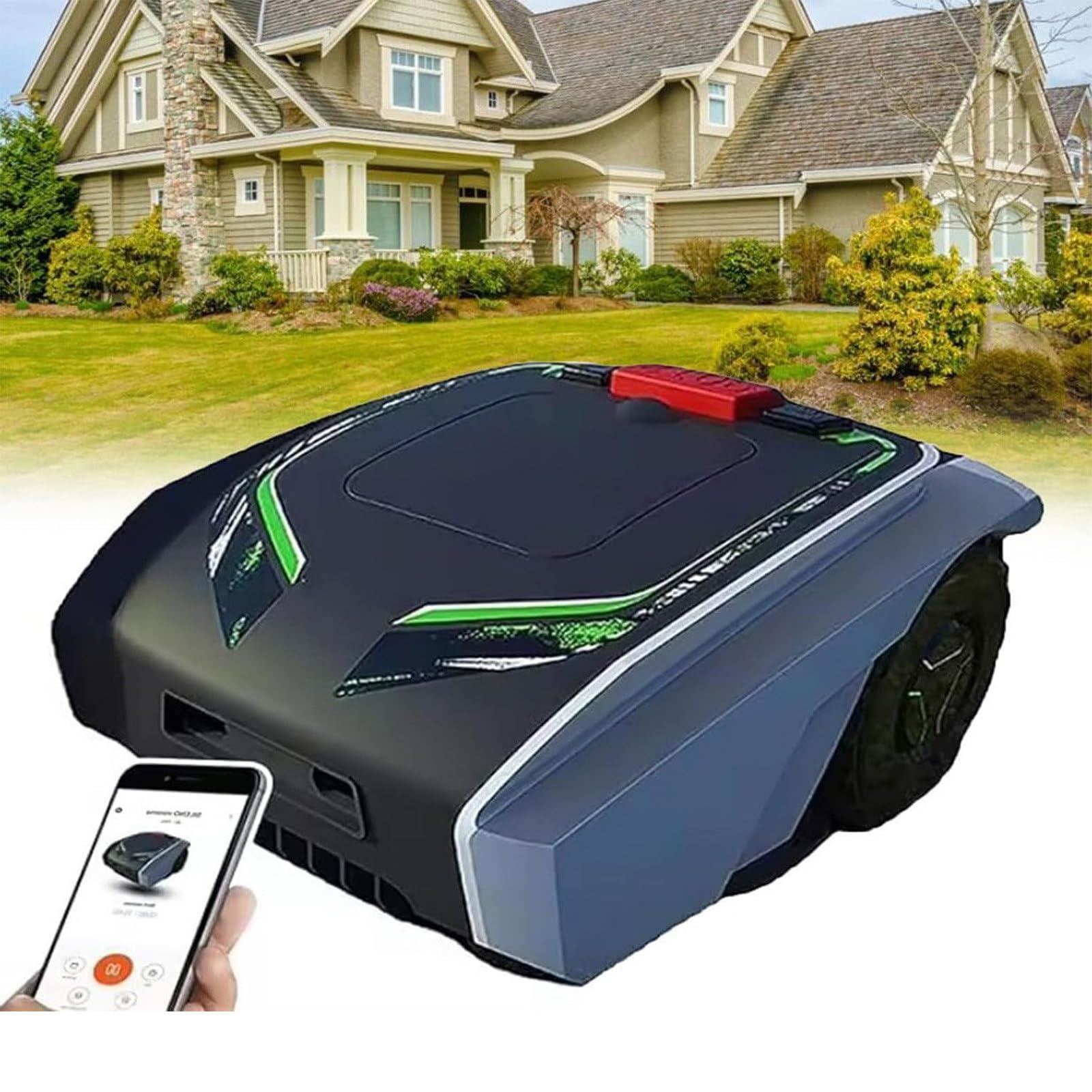 Robot Cortacésped 18RM,Corta hasta 1500 m2,Corte ultrasilencioso,césped Bien Cuidado,Control de Aplicaciones Bluetooth,Sensor de Lluvia y Cable delimitador para césped/jardín