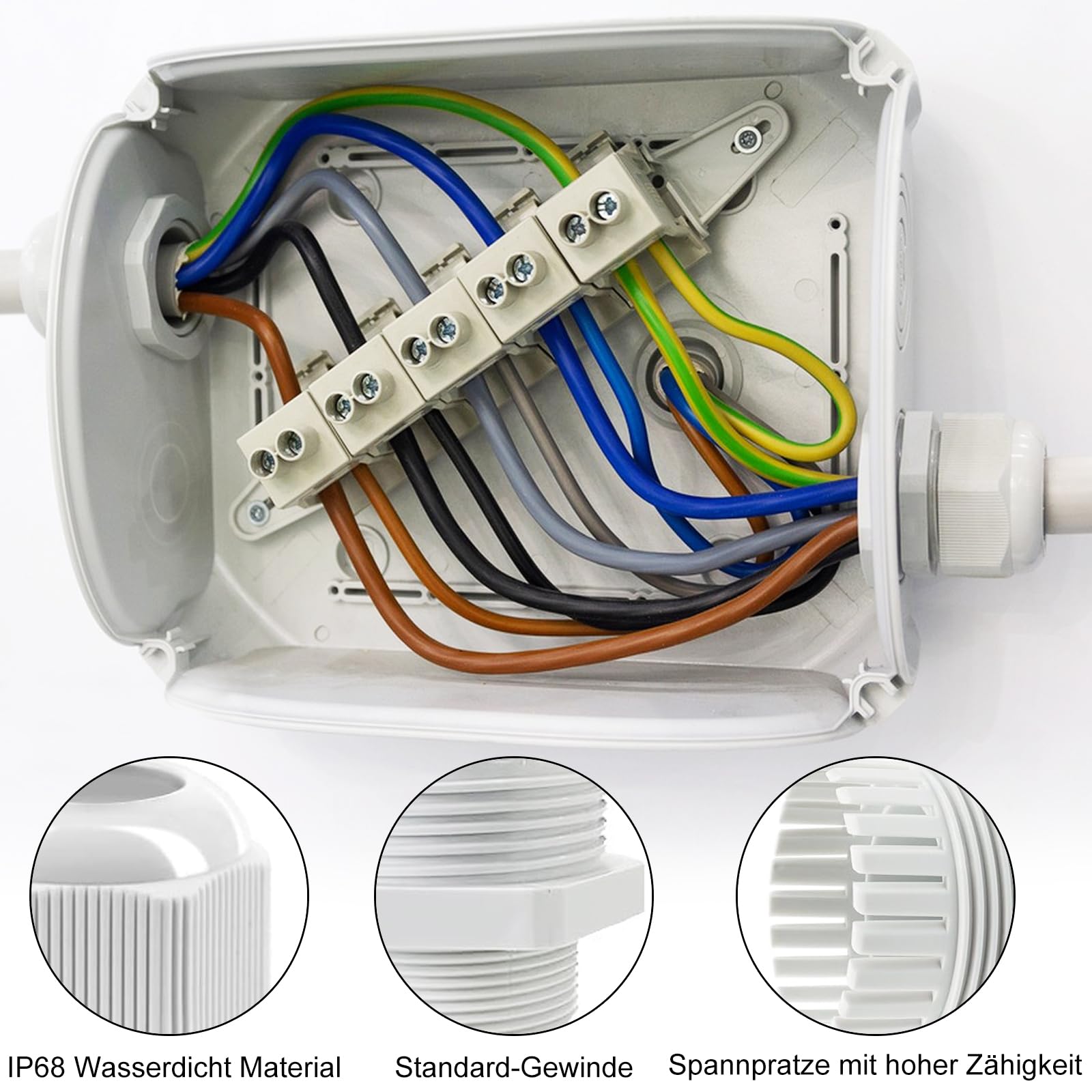Realure 70 Piezas Prensaestopas, Impermeable IP68 Conectores de Cable PG7 PG9 PG11 PG13.5 PG16 PG19, Blanco Prensaestopas Ajustable, Glándulas de Cable con Ajustables Juntas, Cable Gland Conectores