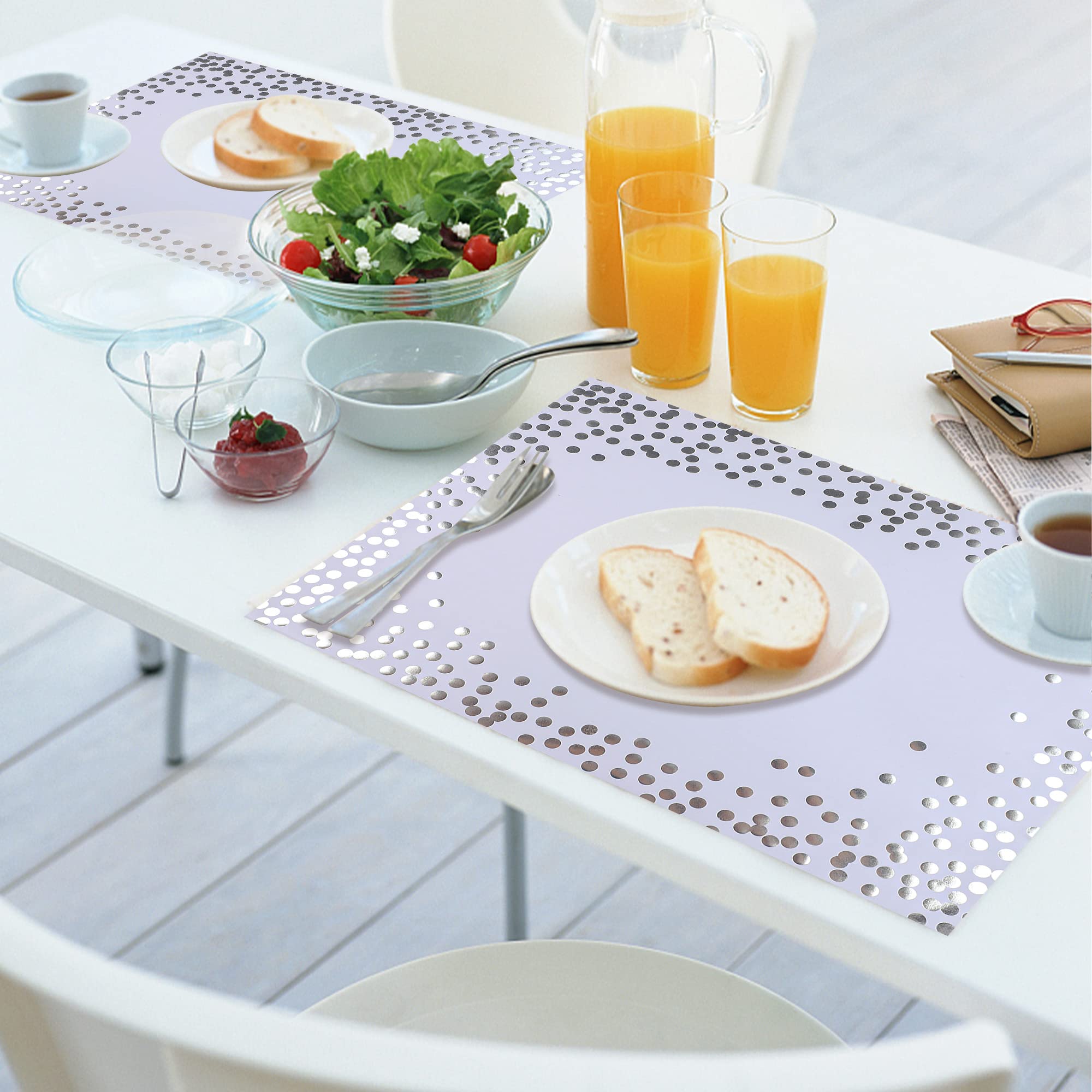 Teling 100 stuks papieren placemats wegwerp goudfolie papier placemat tafelmatten feest decoratief papier voor bruiloft verjaardag eetkamer keuken babyshower party decor (wit en goud, rechthoek