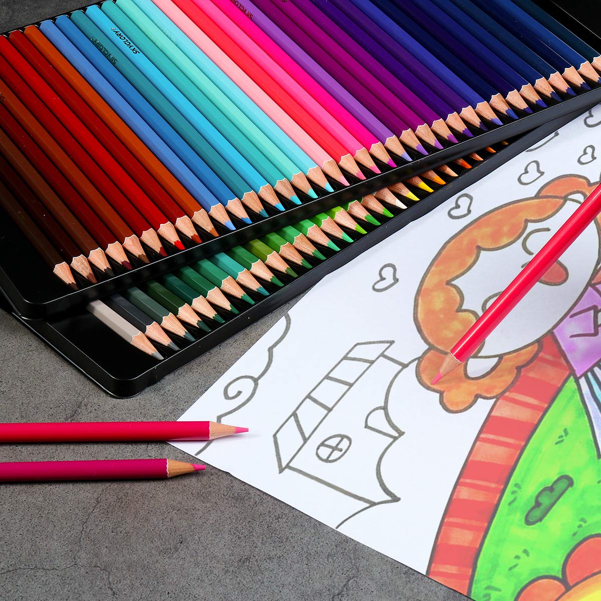 VIDOO 12/24/36/72 Couleurs Crayons De Couleur À l'huile Professionnels Ensemble Artiste Peinture Croquis Bois Couleur Crayon Fournitures d'art Scolaire - 72 Colors