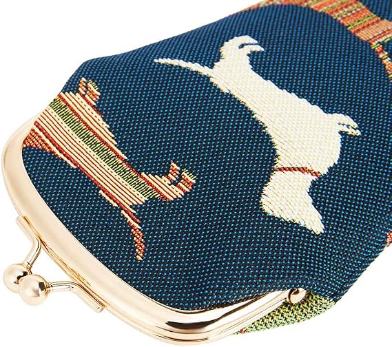 Signare Tapestry Kiss lock Glasses Case for Women Eyeglass Case in Dachshund Dog Design (GPCH-DACH)