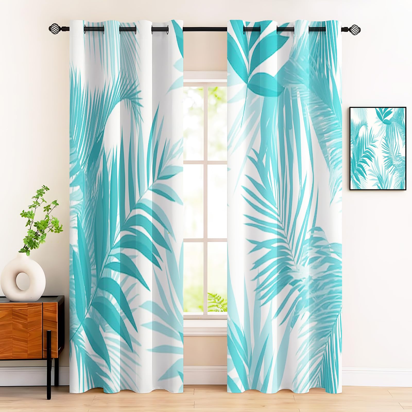 Rideau occultant cyan clair 140x240 cm lot de 2 pour chambre