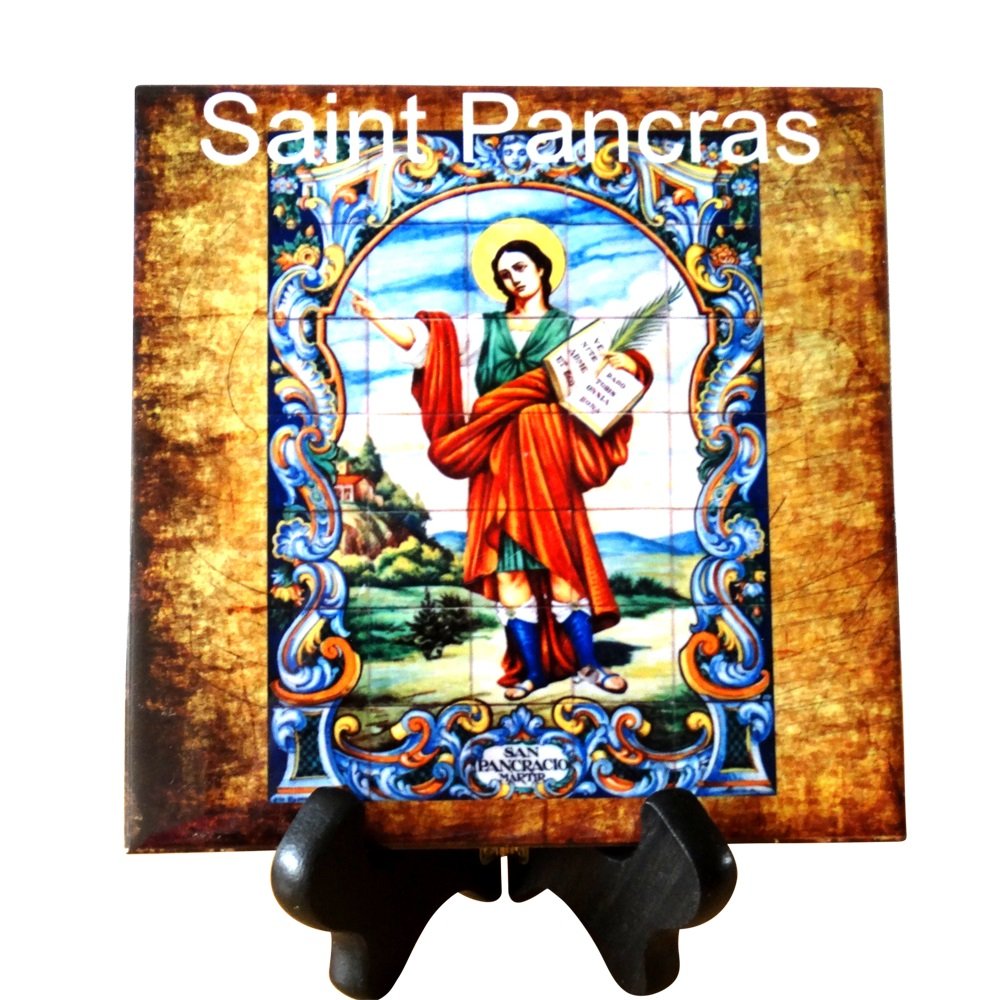 Gifts by Lulee, LLC Saint Pancras San Pancracio Patron Saint of Workers Tile for Wall Desk Mantel (6 x 6)